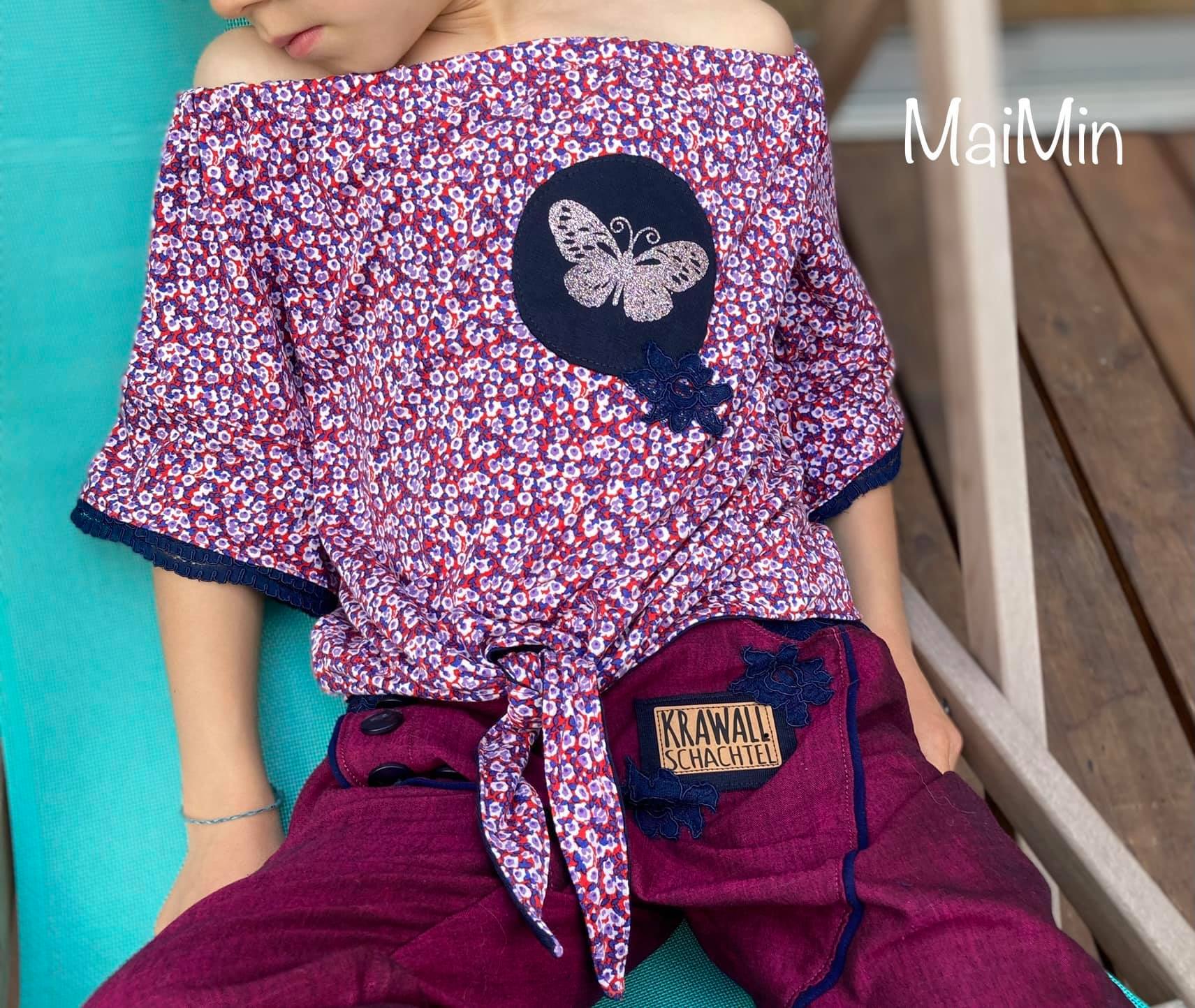 Schnittrebell Ebooks Carmenbluse Marlee Kids Schnittmuster Gr.110-146 Jersey