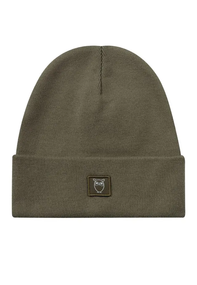 marlowe nature Knitted Rib Beanie Mütze dark olive Bio