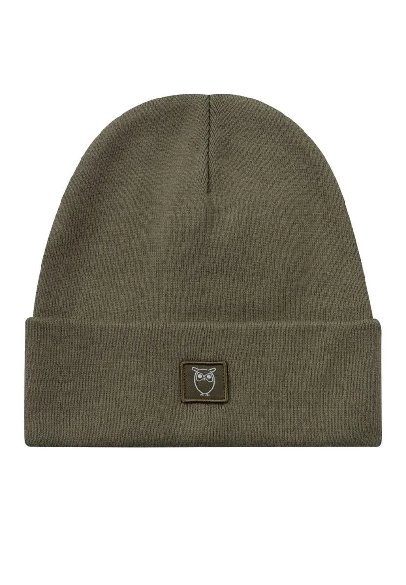 marlowe nature Knitted Rib Beanie Mütze dark olive Bio
