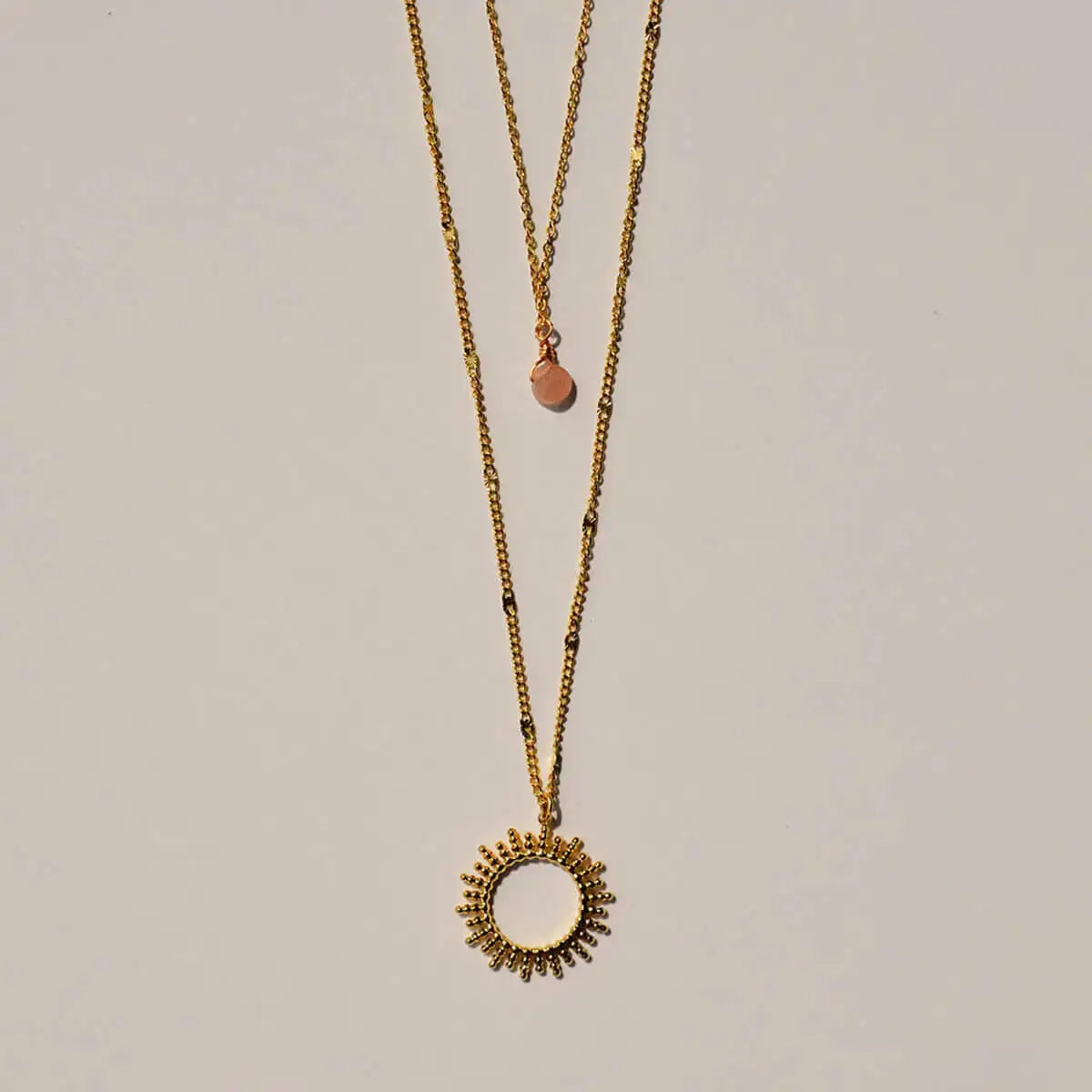 Vinoos Necklace Gold Sun Kette Sonne Edelstahl grün