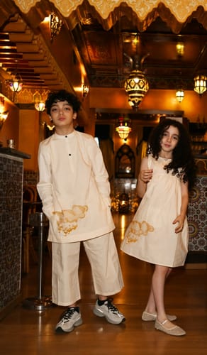 Infantium Victoria Golden Castle Kleid Beige Gr. 116