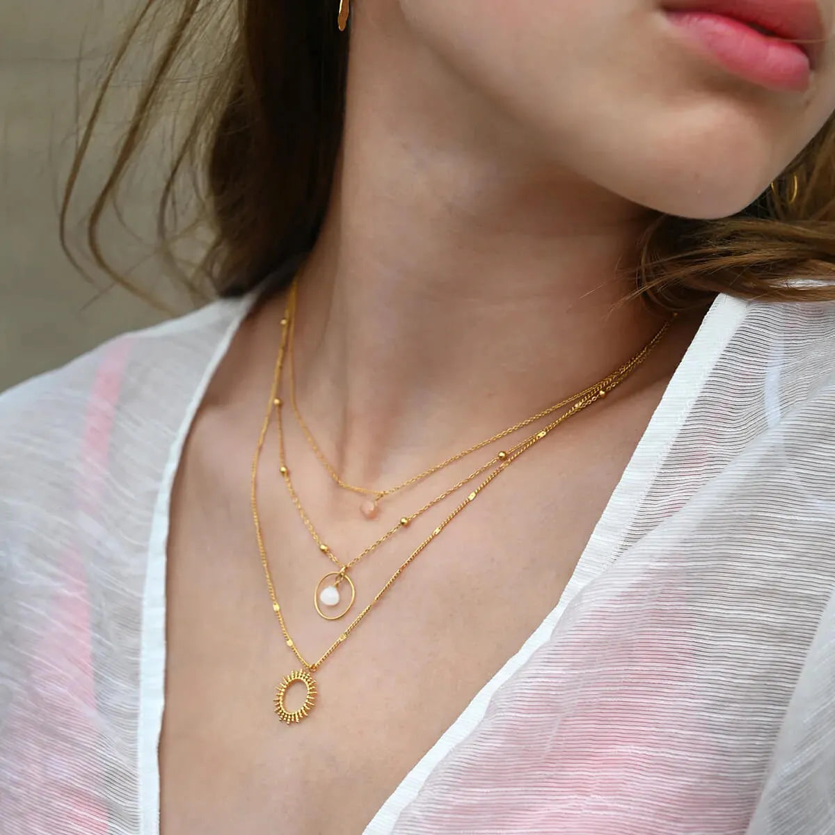 marlowe nature Gold Circle Kette creme-new life Edelstahl nickelfrei