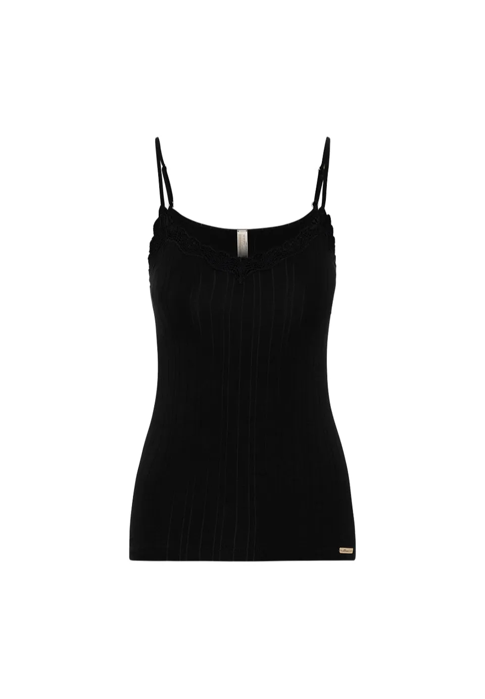 marlowe nature Top mit Spitze Unterhemd schwarz 38 Bio-Baumwolle