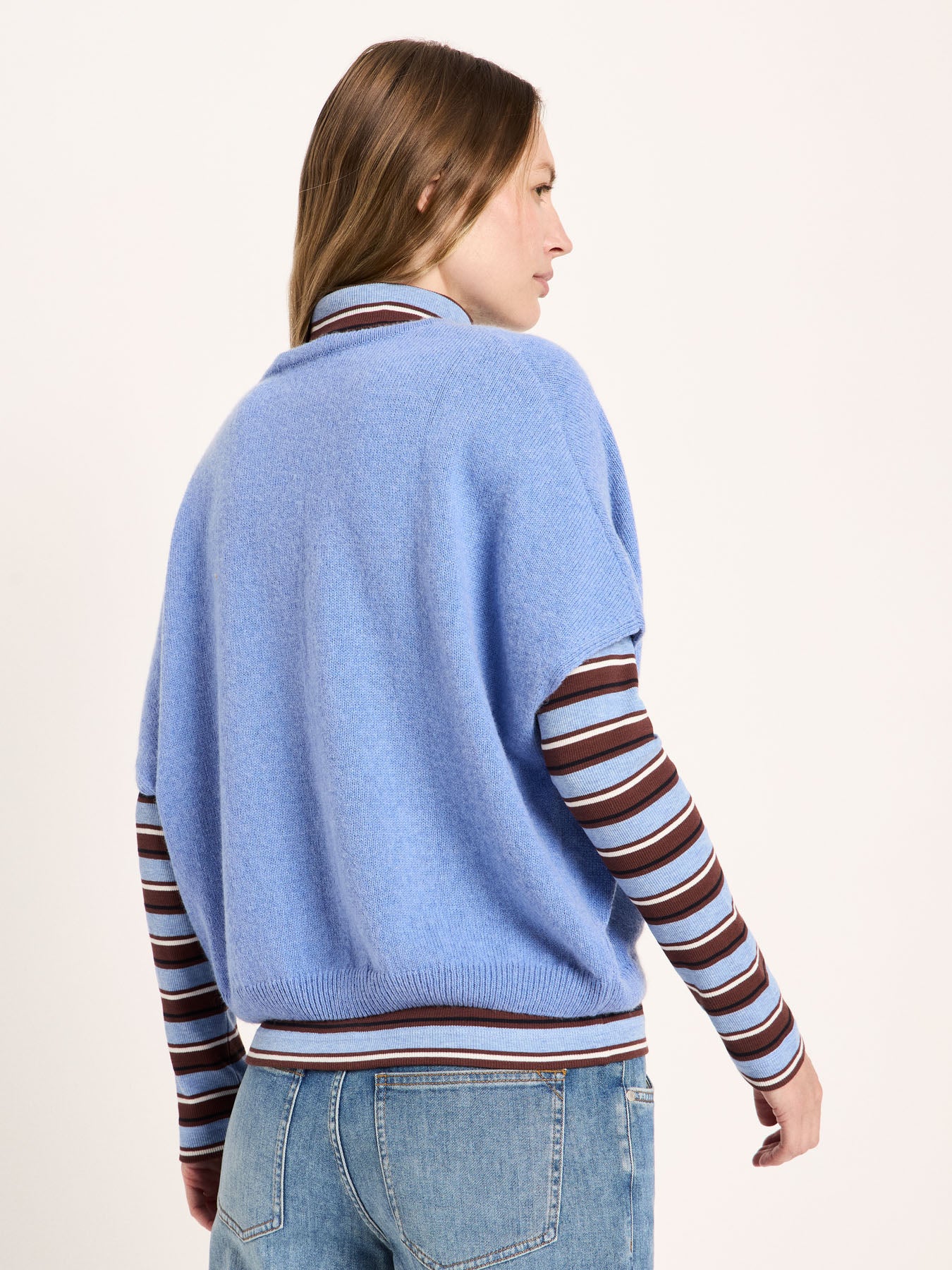 marlowe nature Pullunder Wolle Baumwolle light blue melange
