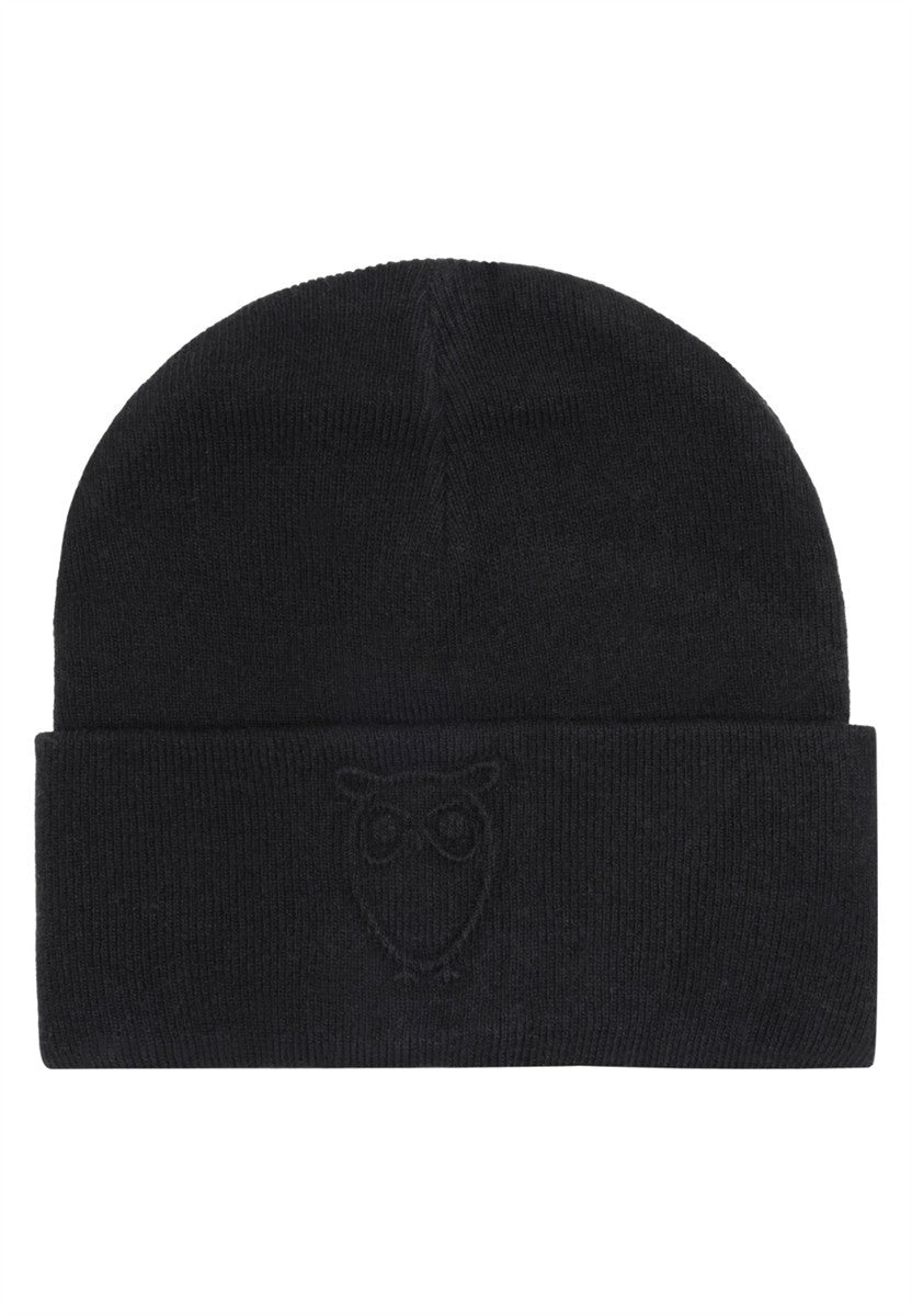 marlowe nature Lambswool Logo Embossed Beanie Mütze black jet Wolle