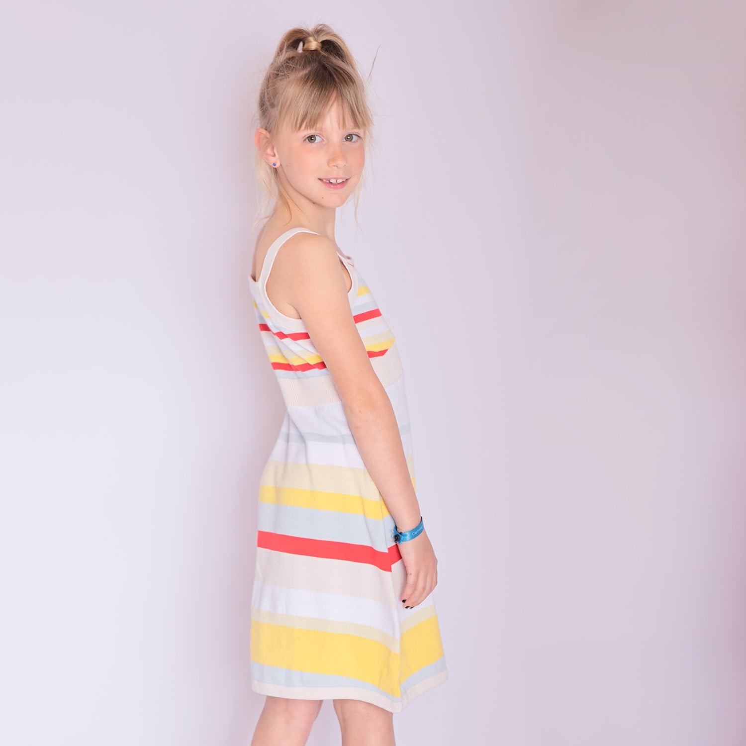 Infantium Victoria Striped Beach Dress Kleid blush 116 Bio-Baumwolle