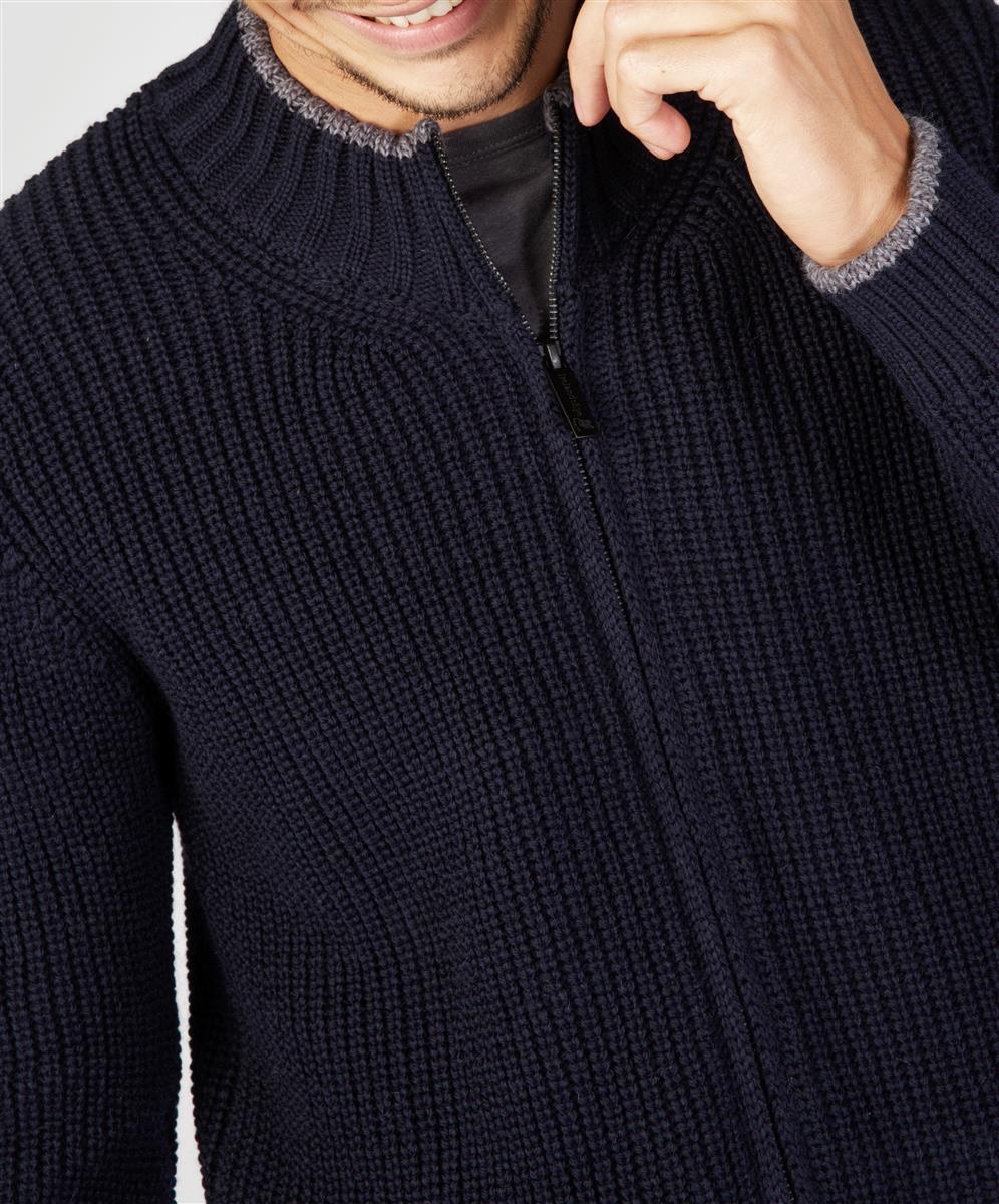 Marlowe Nature Rockbrook Zipped Cardigan navy Schurwolle