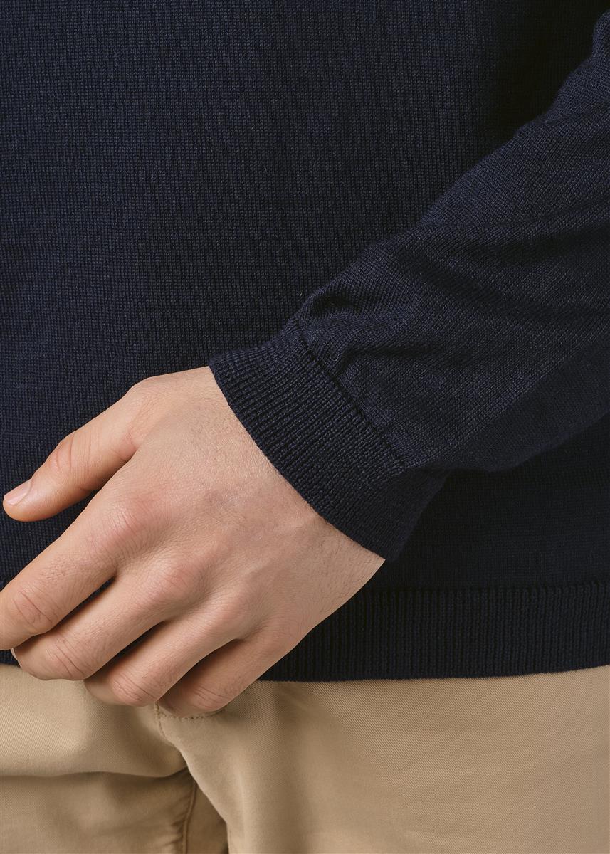 marlowe nature Mens Basic Merino Knit Pullover navy Merinowolle