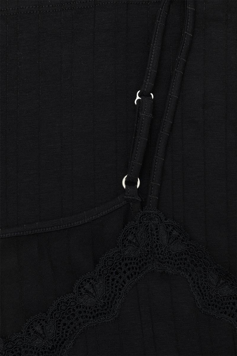 marlowe nature Top mit Spitze Unterhemd schwarz 38 Bio-Baumwolle
