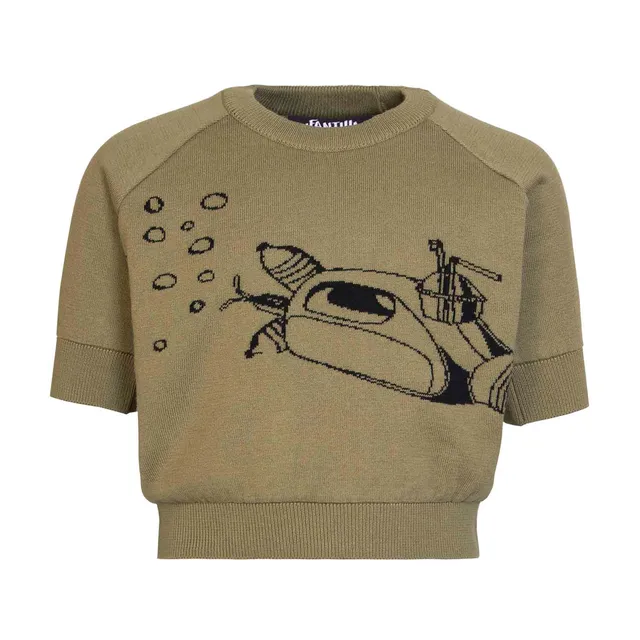 Infantium Victoria Submarine Knit Top Kinder khaki Bio-Baumwolle