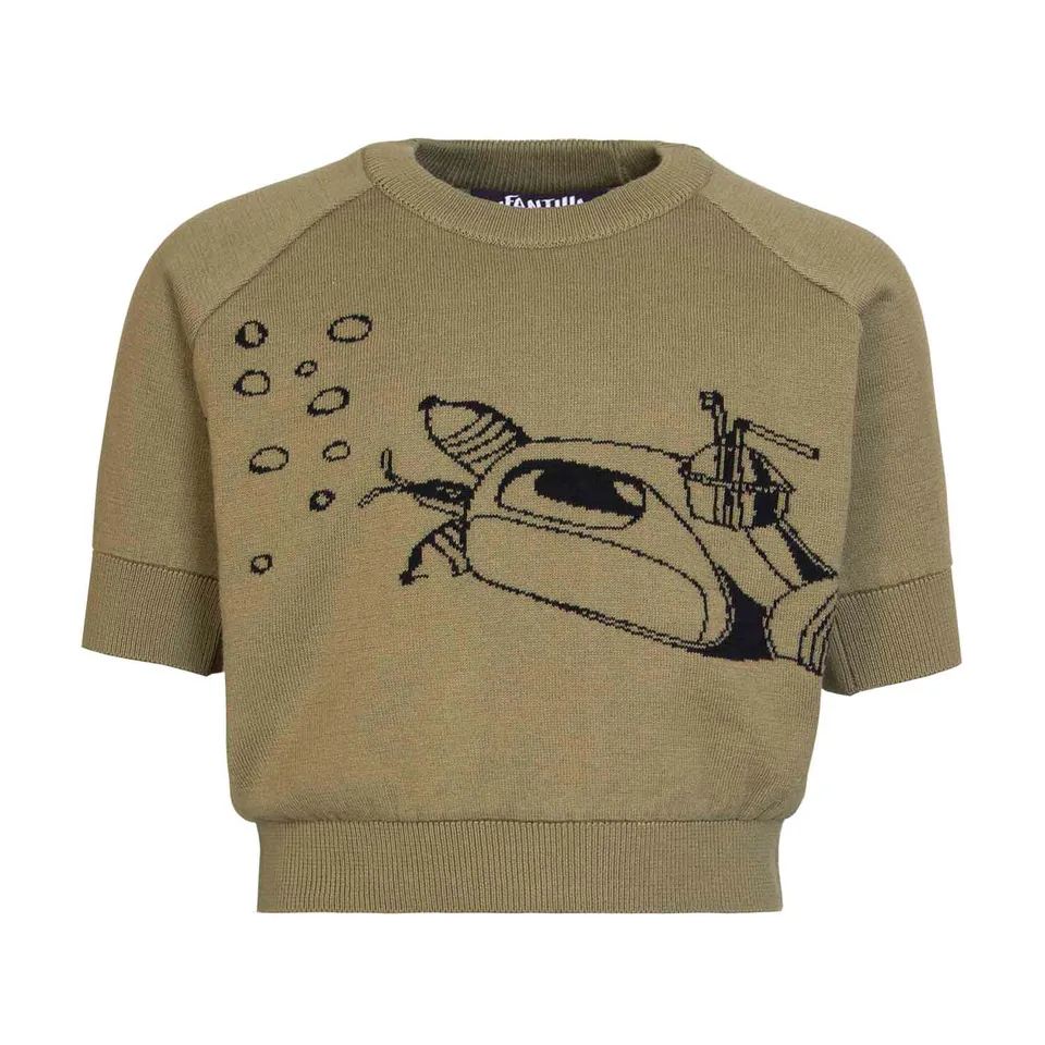 Infantium Victoria Submarine Knit Top Kinder khaki Bio-Baumwolle