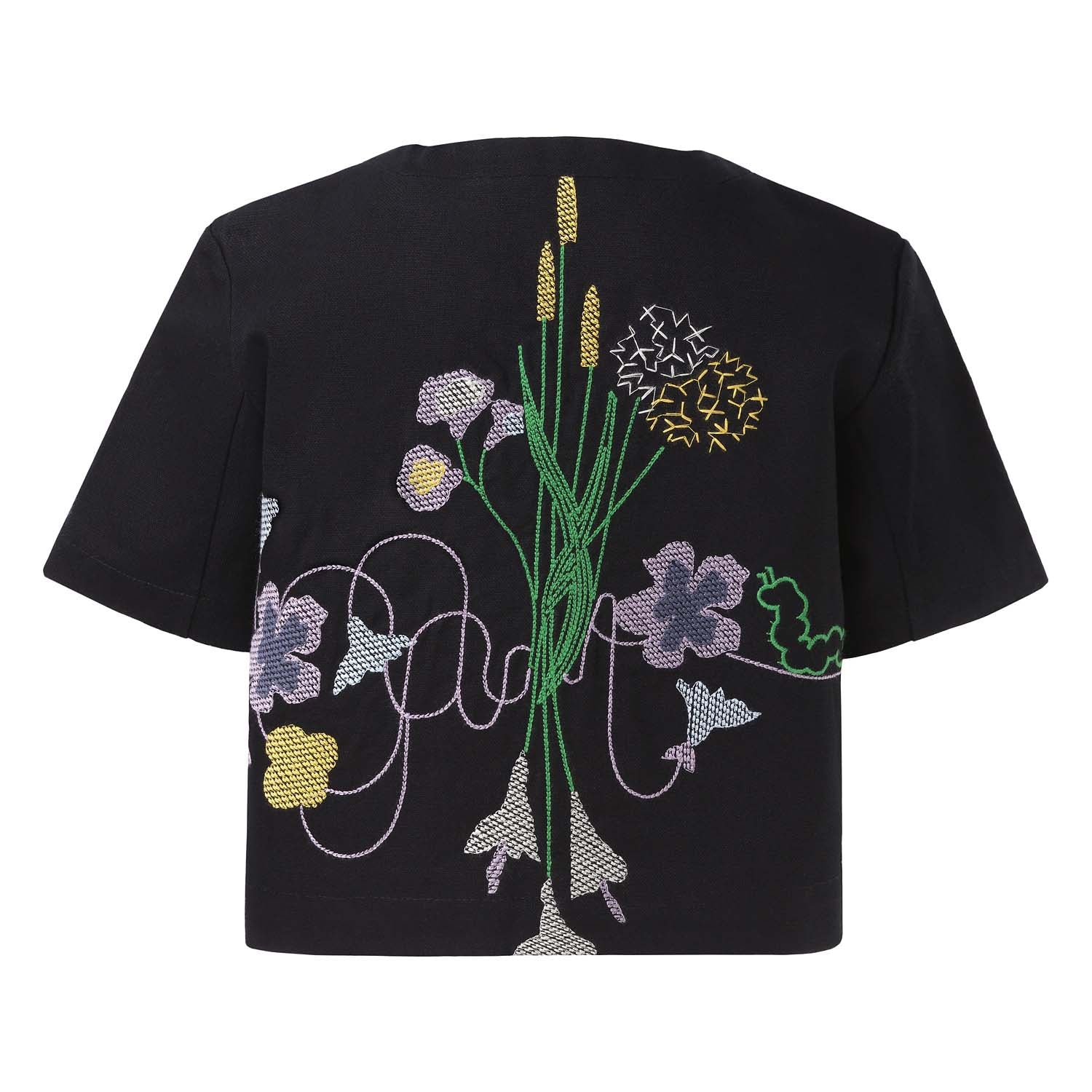 Infantium Victoria Crop Top Blumenstickerei Baumwolle schwarz 116