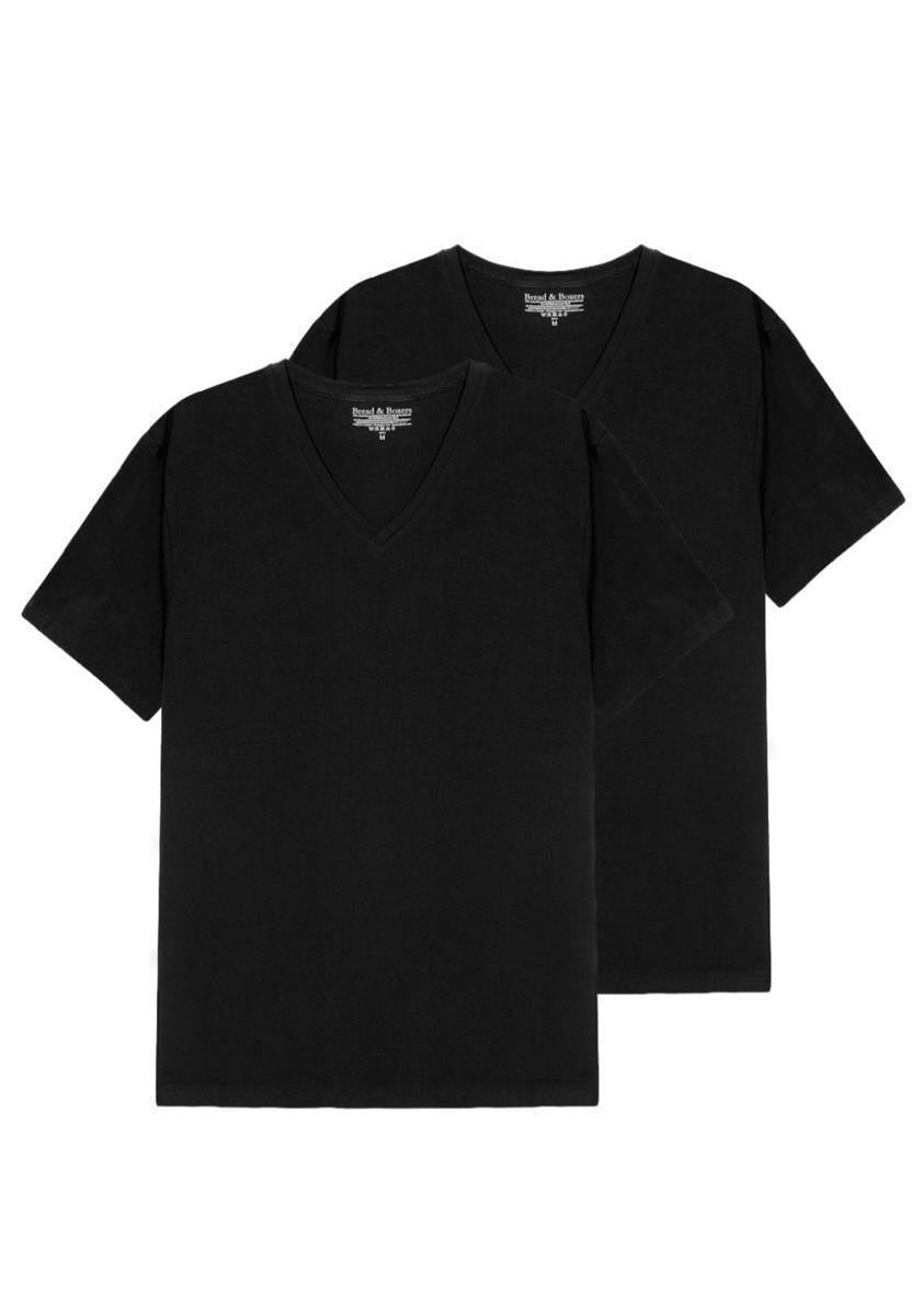 marlowe nature 2-Pack V-Neck T-Shirt schwarz Bio