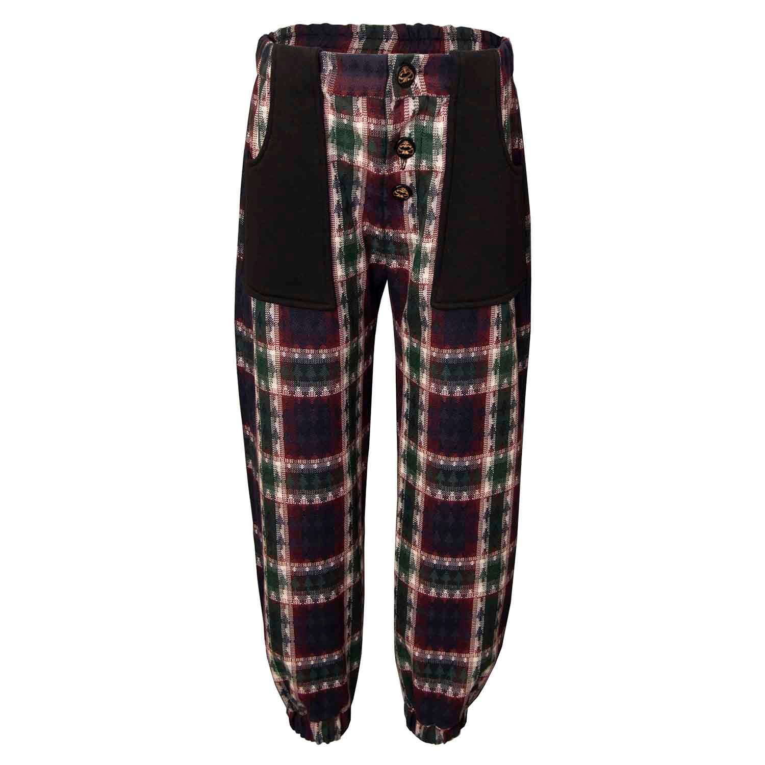 Infantium Victoria Tartan Kinderhose Bordeaux Grün Baumwolle
