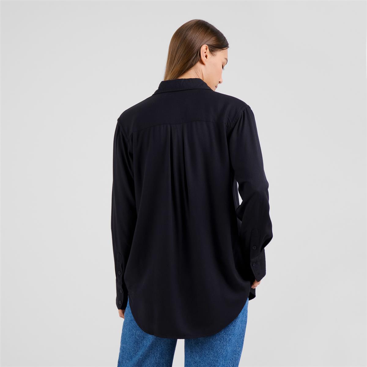 Marlowe Nature Shirt Kosta Heavy Viscose Blusenhemd black ECOVERO