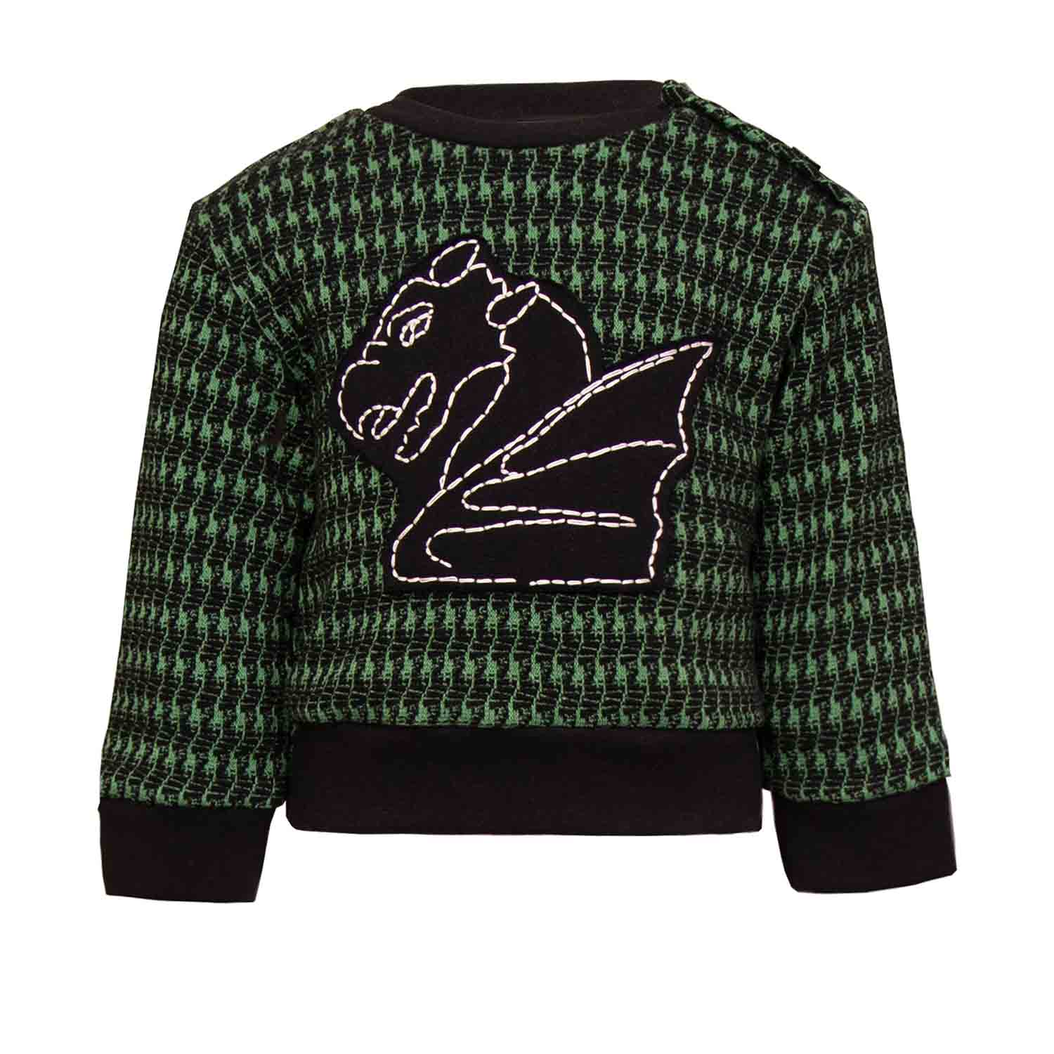 Infantium Victoria Baby Sweatshirt Hahnentritt Drache schwarz grün