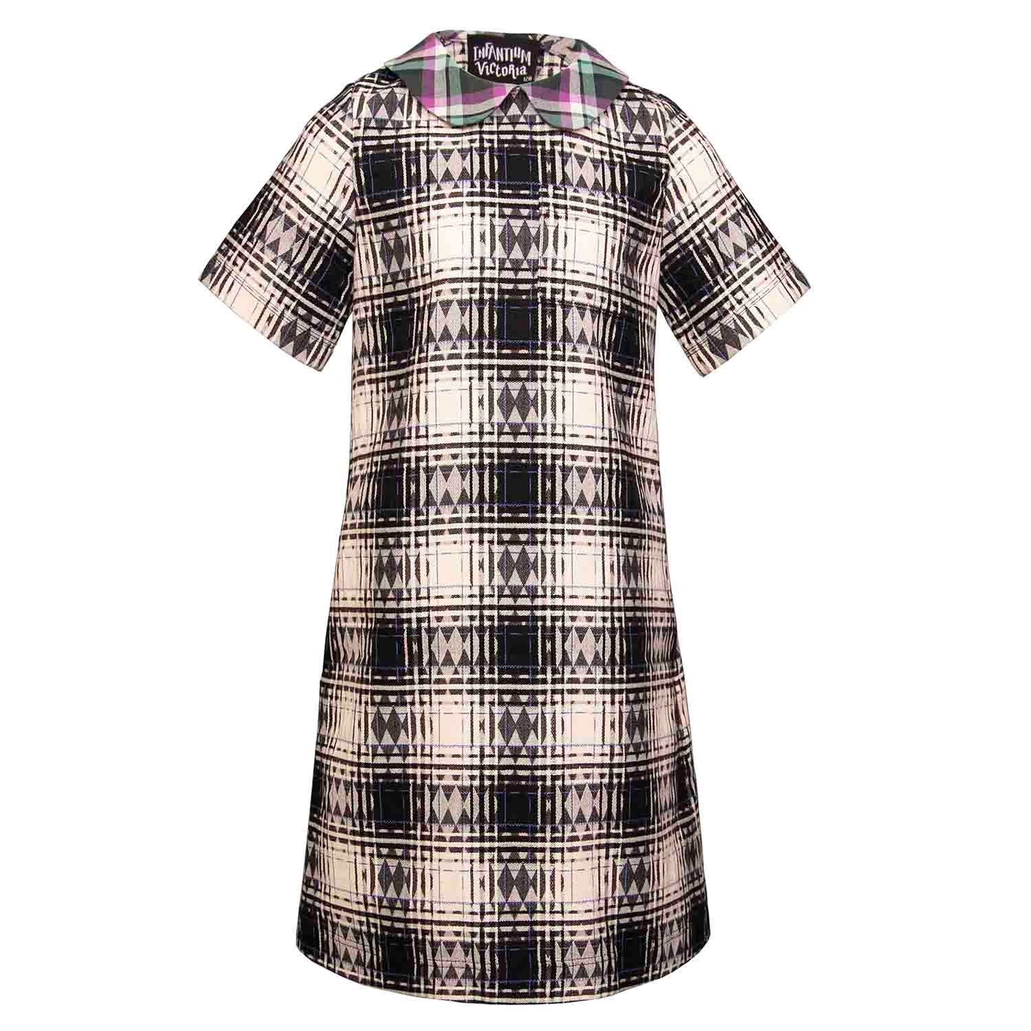 Infantium Victoria Tartan Kleid Mädchen Schwarz-Weiß 128