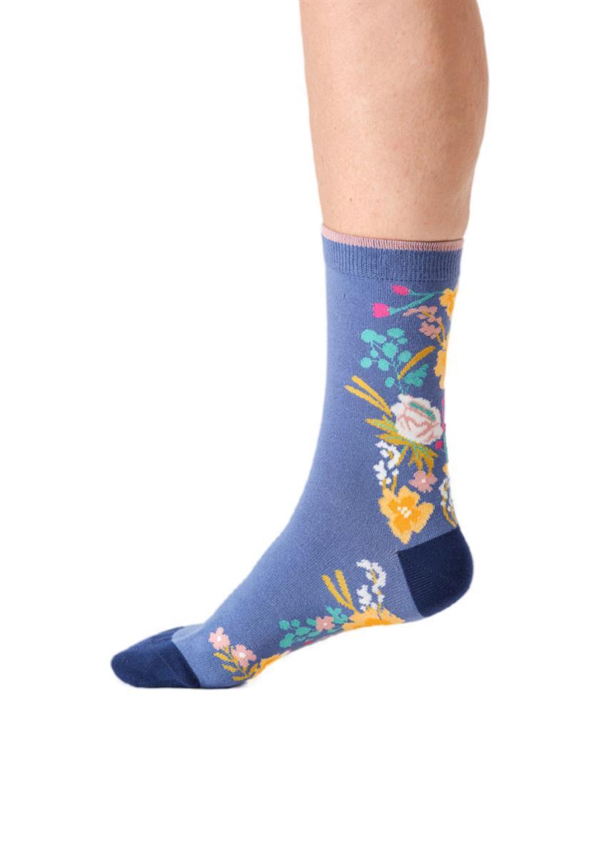 marlowe nature Climbing Floral Socken Bio denim blue