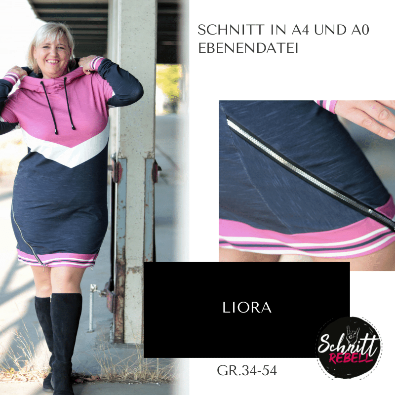 Schnittrebell Liora Hoodie Hoodiekleid Ebook Gr.34-54 Kapuze PDF