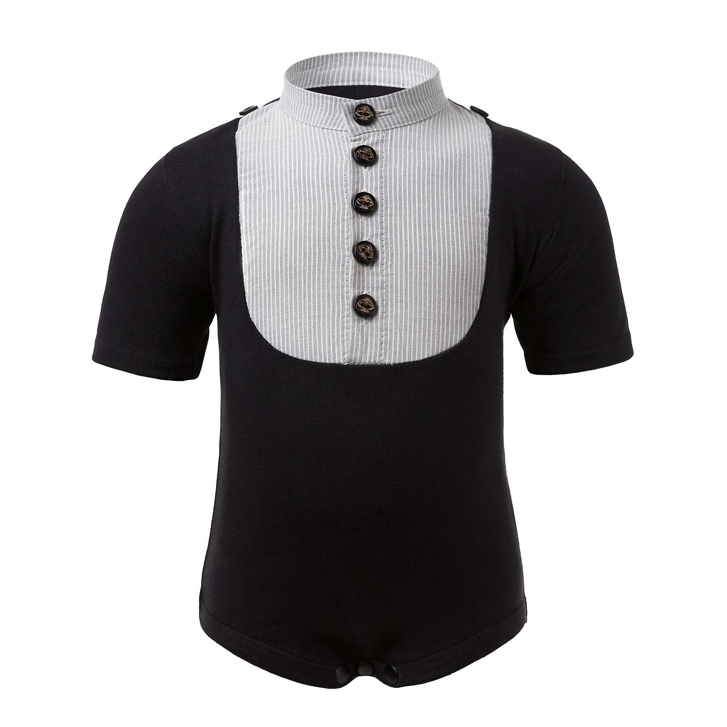 Infantium Victoria Plastron Bodysuit Body schwarz Kurzarm