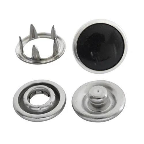 Kam Snaps Metal Snaps 12mm Druckknöpfe perle schwarz 50 Sets