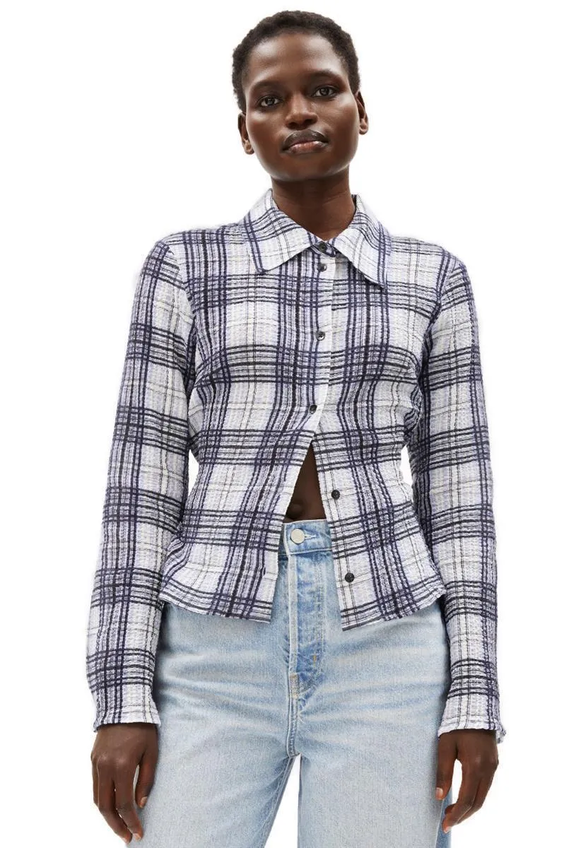 Marlowe Nature Fjaania Check Bluse morning sky Bio-Baumwolle