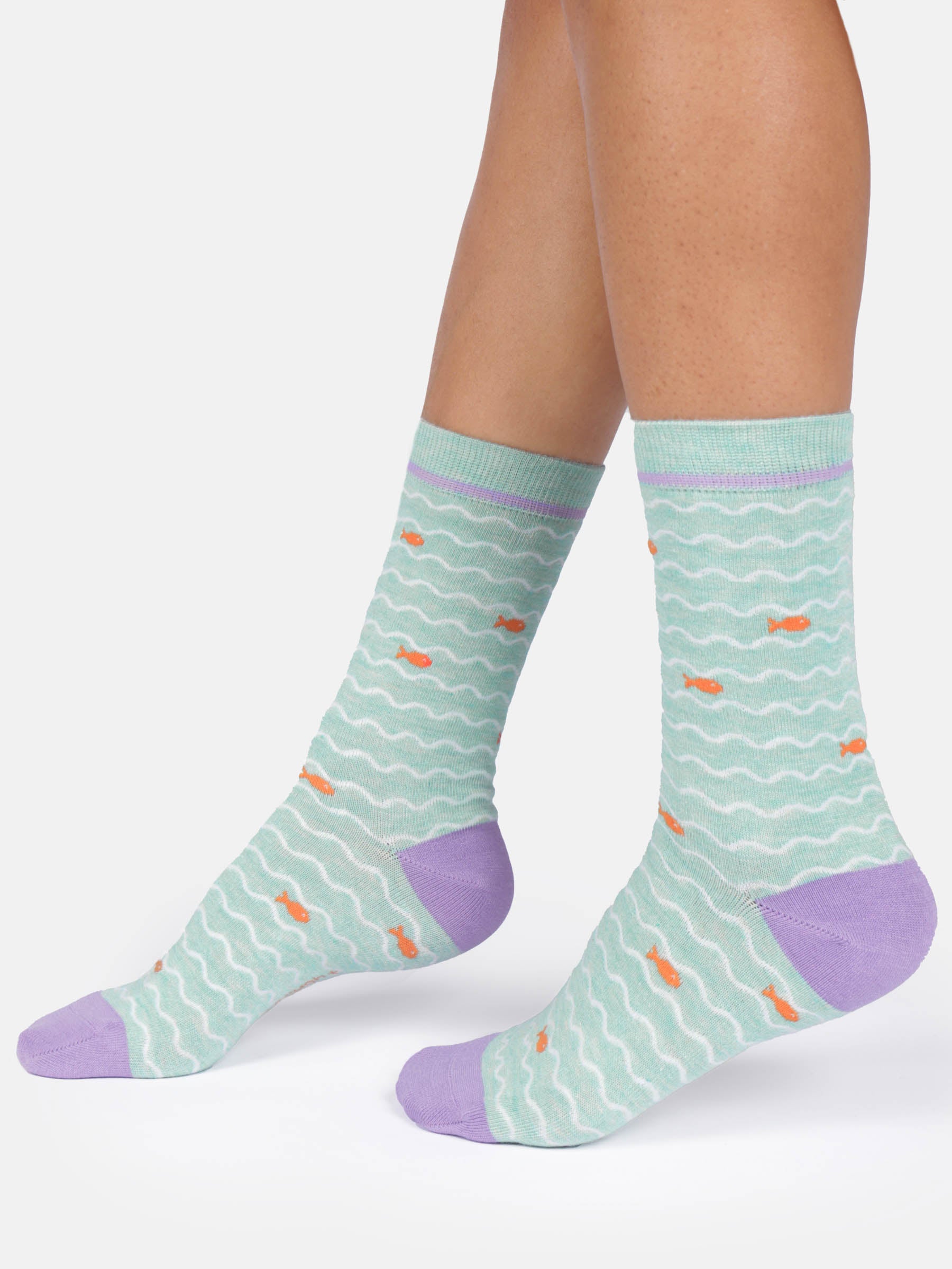 marlowe nature Wavy Fish Stripe Bambussocken mint green 37-41