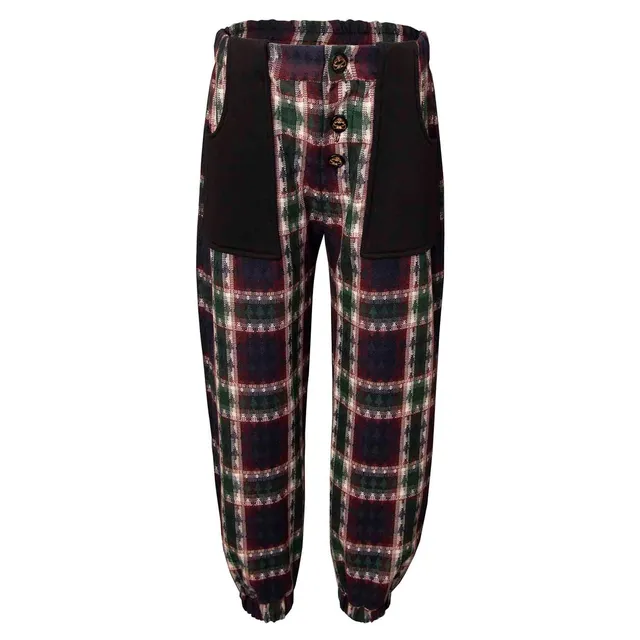 Infantium Victoria Tartan Kinderhose Bordeaux Grün Baumwolle