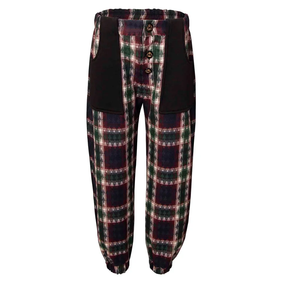 Infantium Victoria Tartan Kinderhose Bordeaux Grün Baumwolle