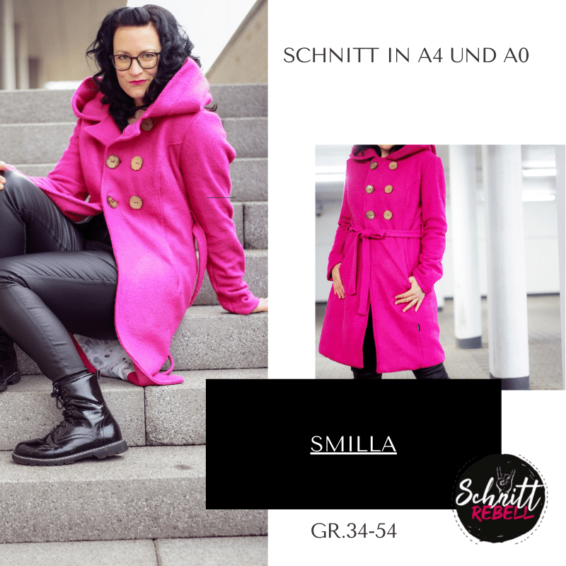 Schnittrebell Smilla Mantel Schnittmuster 34-54 Kapuze