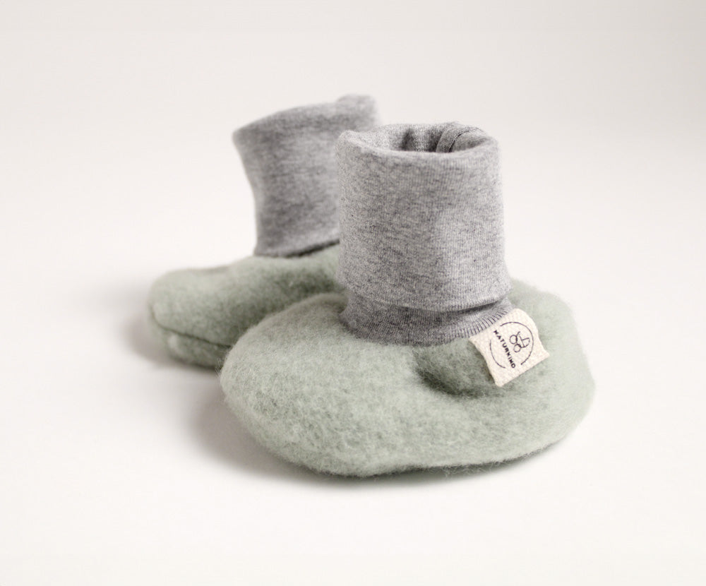 Naturkind Wollfleece Babyschuhe GOTS Grau Gr. 16