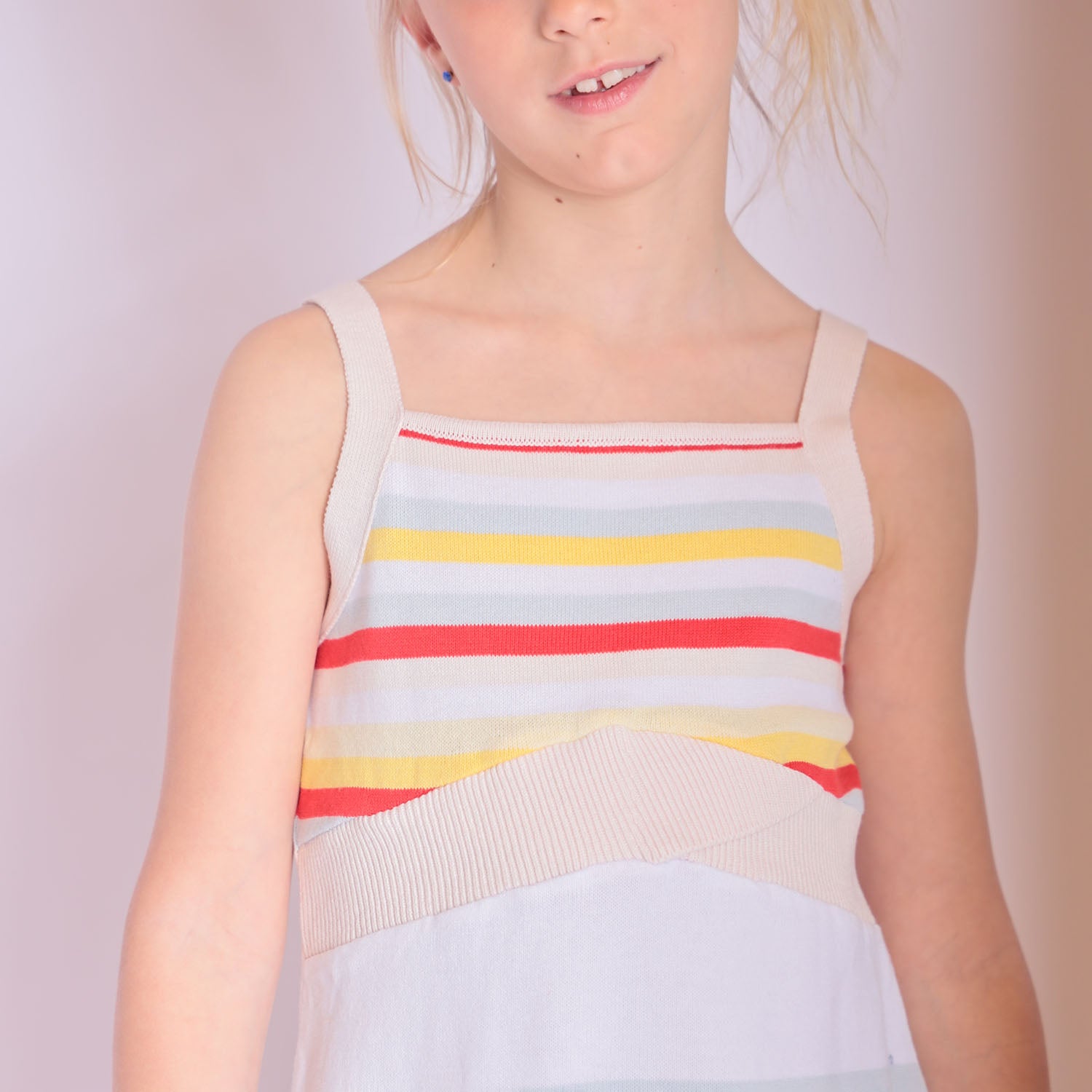 Infantium Victoria Striped Beach Dress Kleid blush 116 Bio-Baumwolle