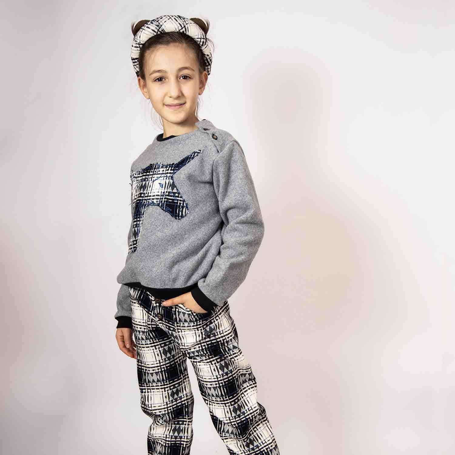Infantium Victoria Kinder Hose Schwarz-Weiß Karo Tartan Gr 104