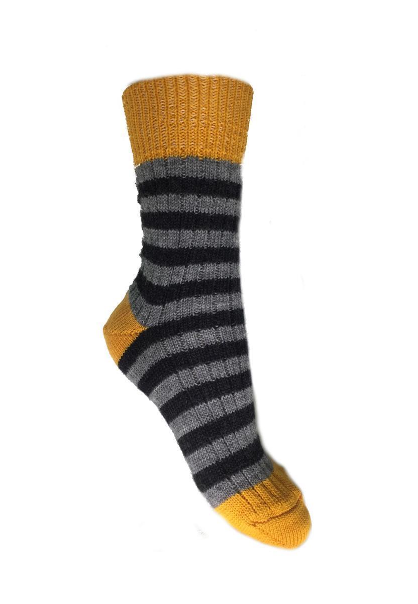 marlowe nature Ringelsocke dreifarbig Socken gelb/grau/schwarz Wolle