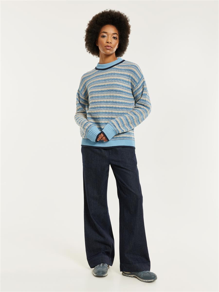 marlowe nature Cotton Stripe Pullover light blue Bio Gr. S