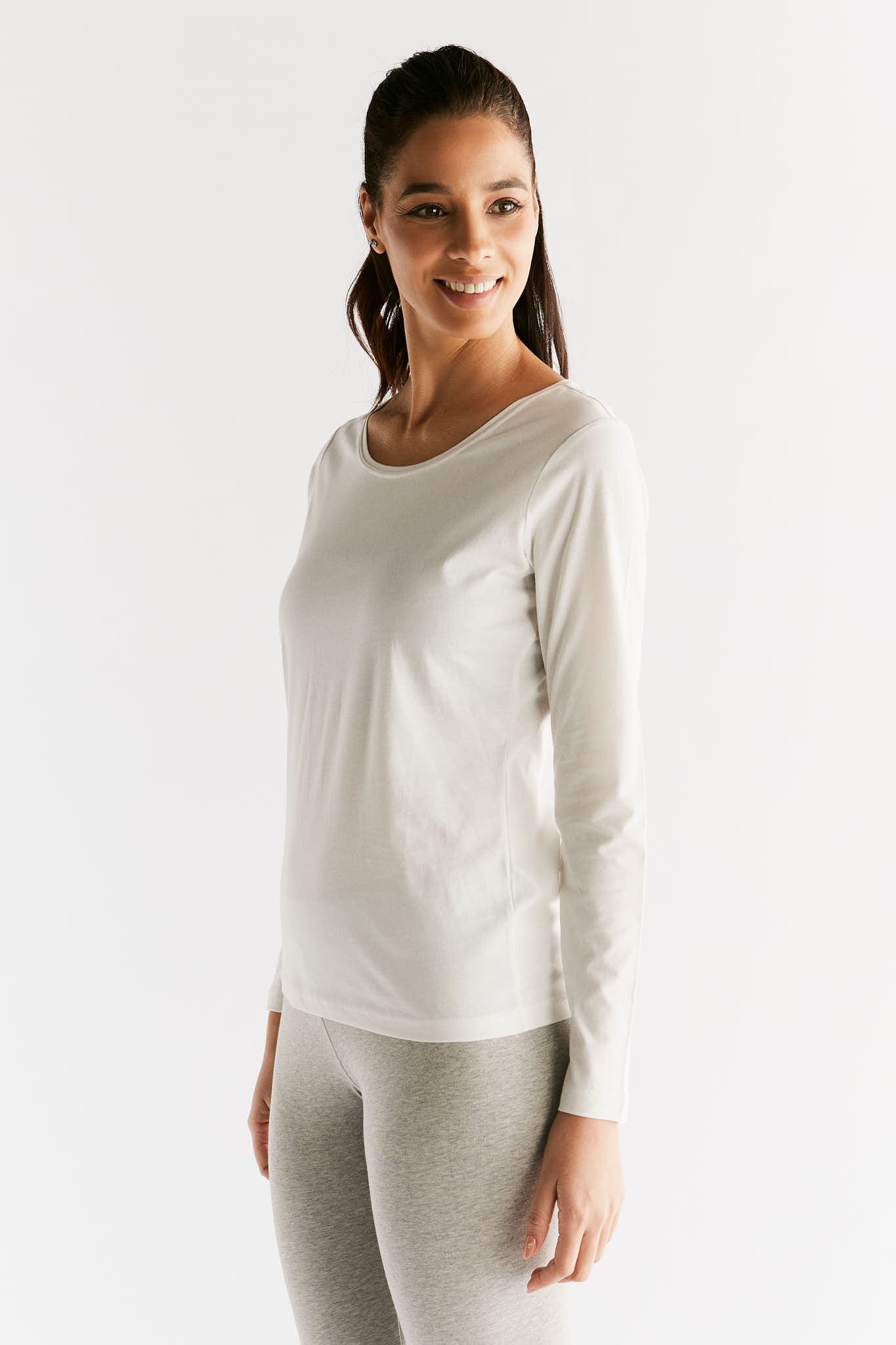 marlowe nature Damen Langarmshirt naturweiß M Bio-Baumwolle