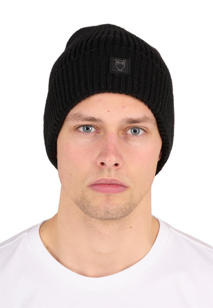Marlowe Nature Organic Wool Rib Beanie Mütze black Bio-Wolle