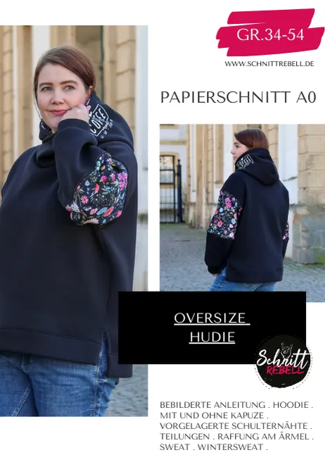 Schnittrebell Hudie Oversize Hoodie Papierschnitt Gr.34-54