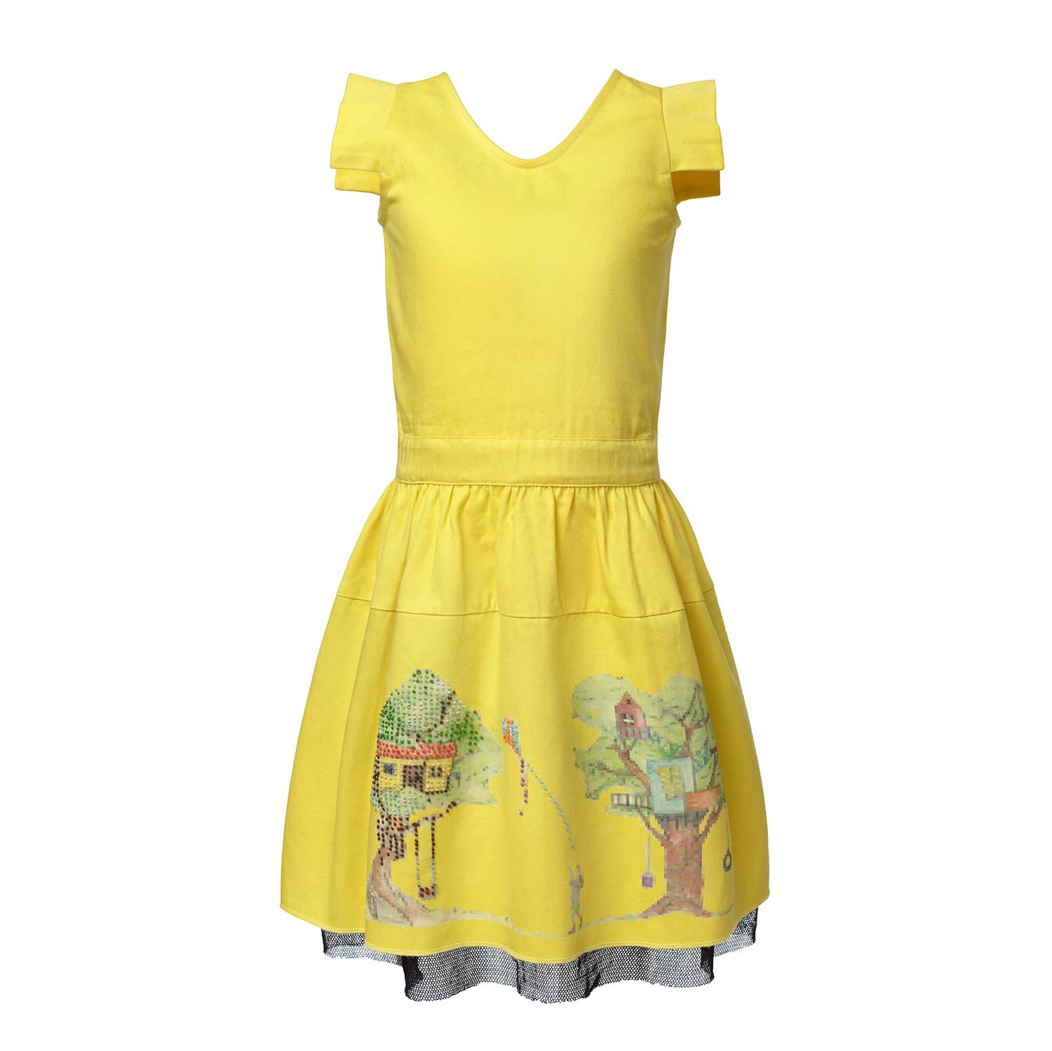 Infantium Victoria Dresses Mädchenkleid Gelb bestickt Baumwolle