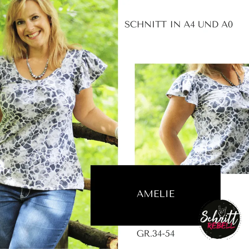 Schnittrebell Amelie Shirt Ebook Gr.34-54 Flügelarm Jersey