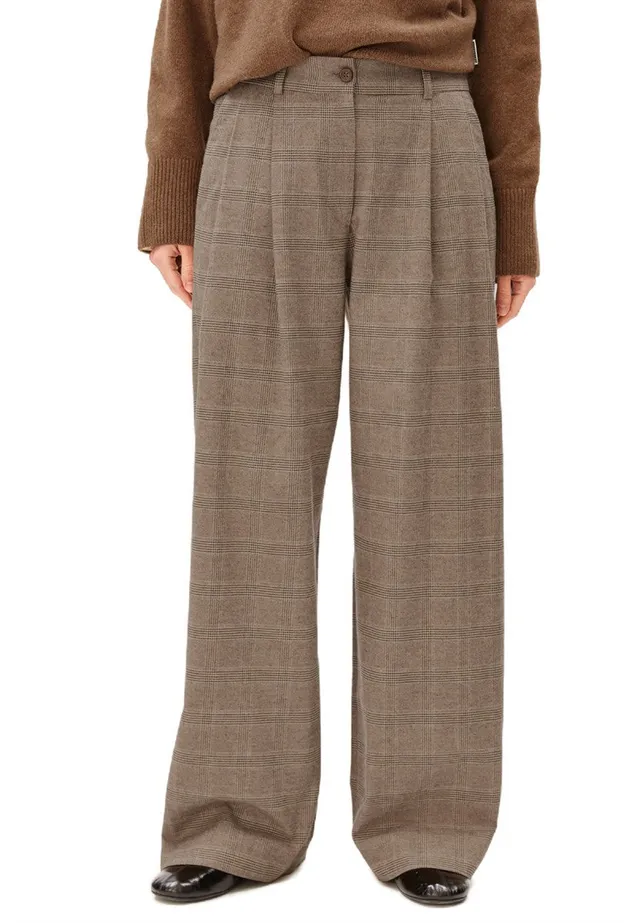 marlowe nature Check Wide Pleated Pant Hose claystone Bio