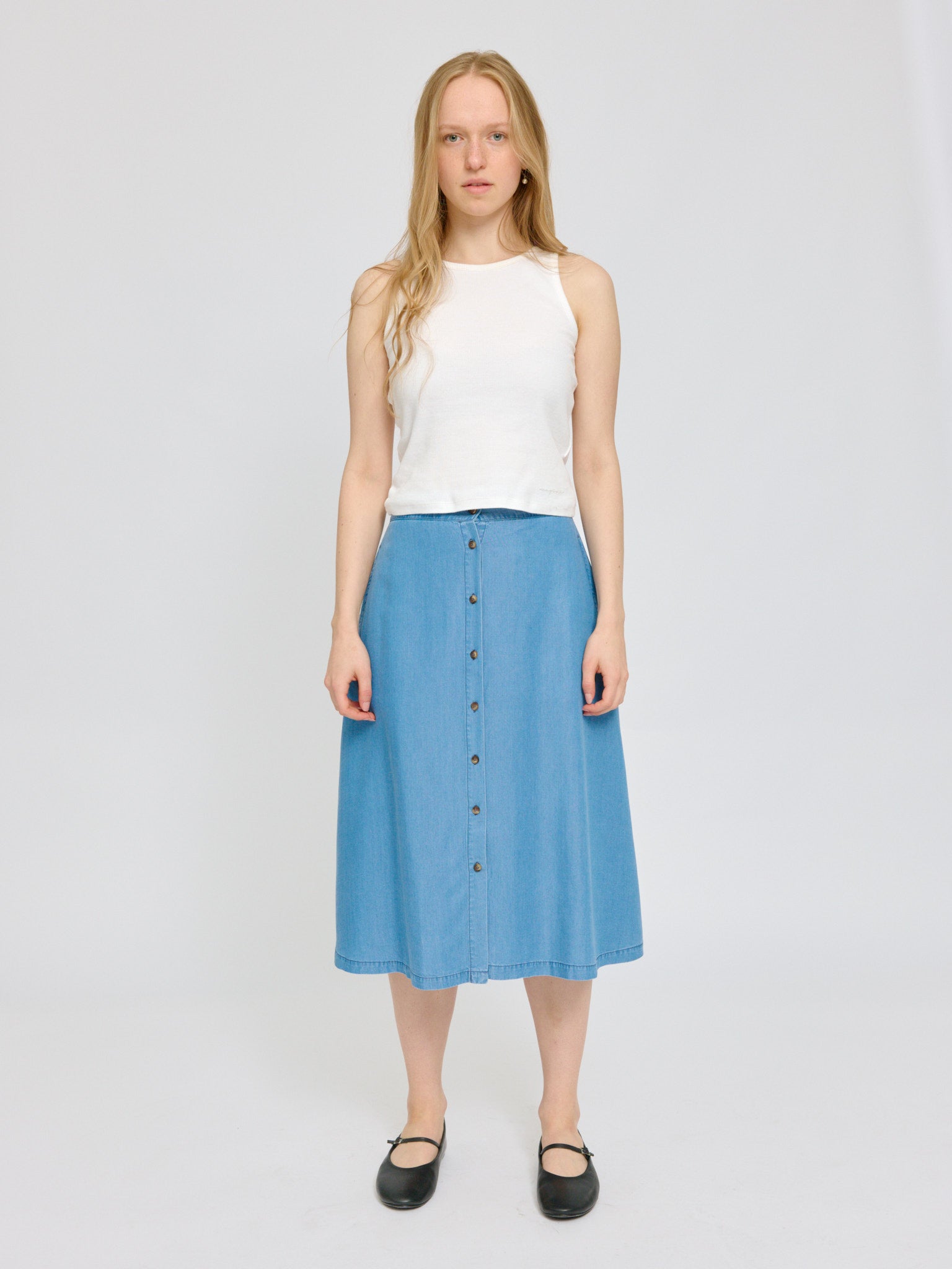 marlowe nature Röcke Tencel Midi Skirt Jeansrock dark blue wash