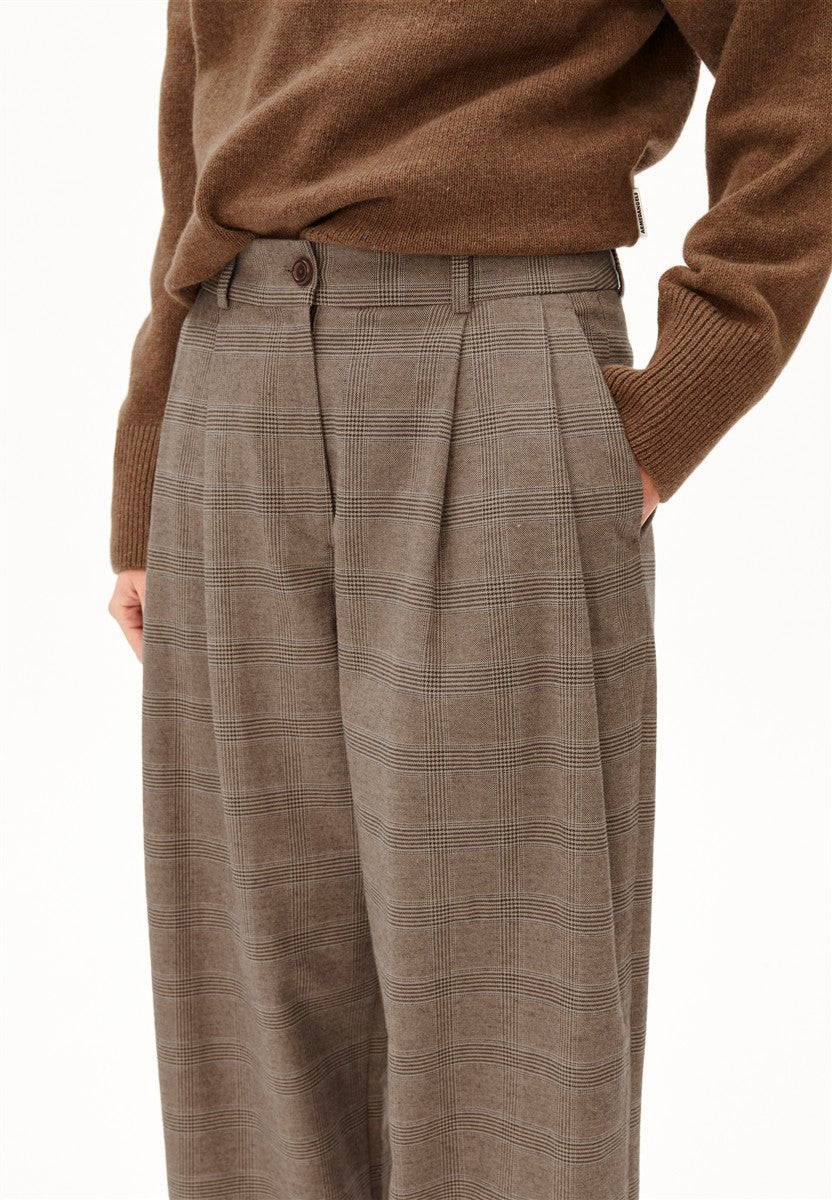 marlowe nature Check Wide Pleated Pant Hose claystone Bio