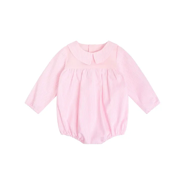 Infantium Victoria Baby Romper Rosa Streifen Bio-Poplin