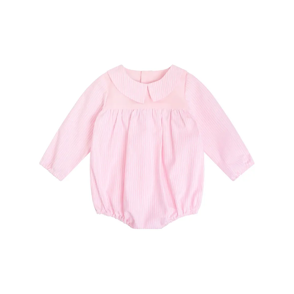 Infantium Victoria Baby Romper Rosa Streifen Bio-Poplin