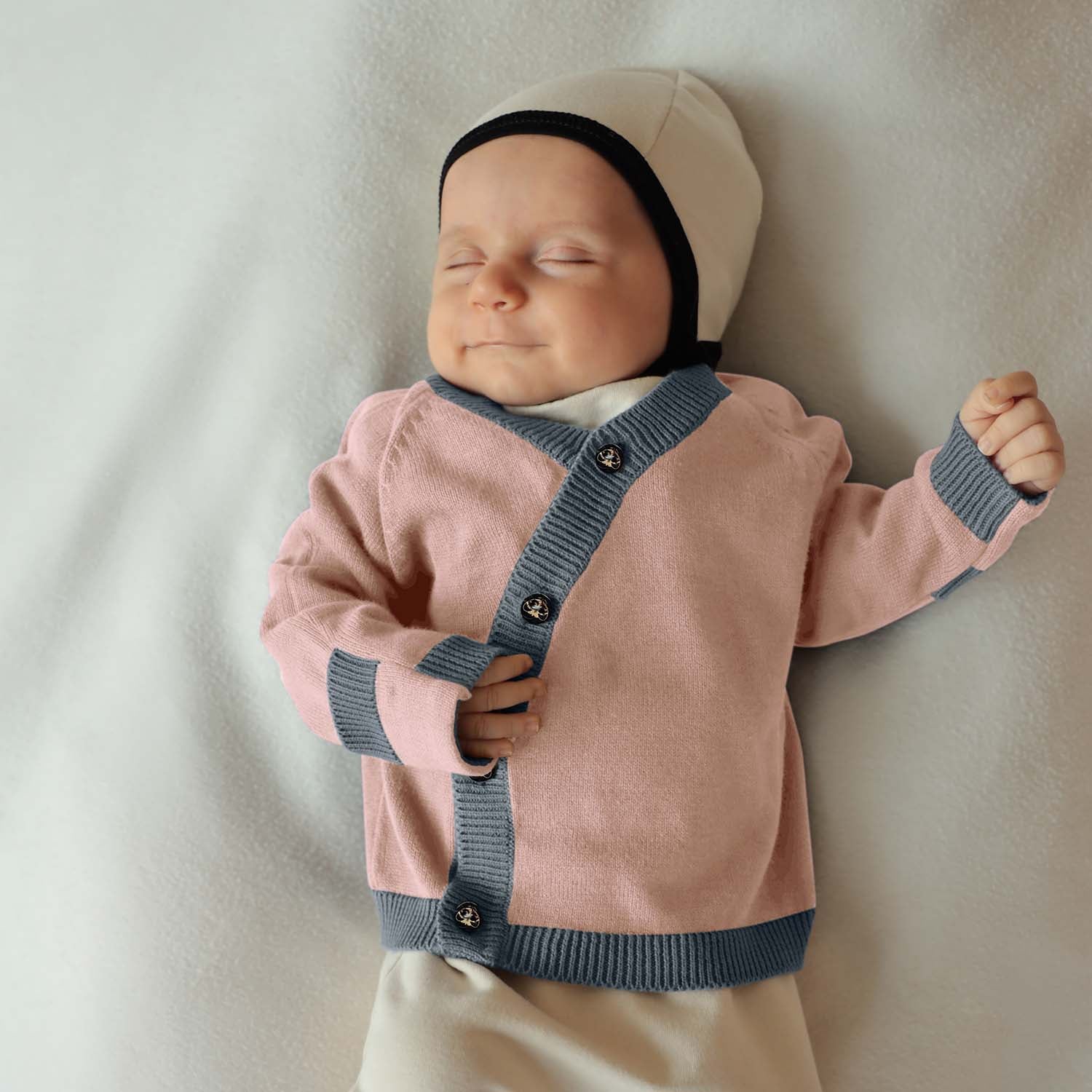 Infantium Victoria Baby Cardigan Strickjacke Bio Pfirsich 50-56