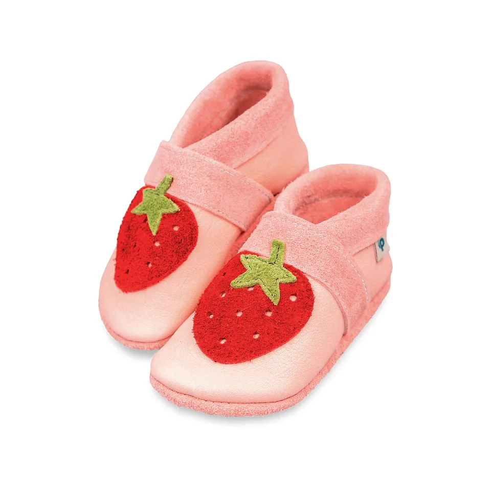 Pantolinos Erdbeere Barfußschuhe rosa Mädchen Naturleder