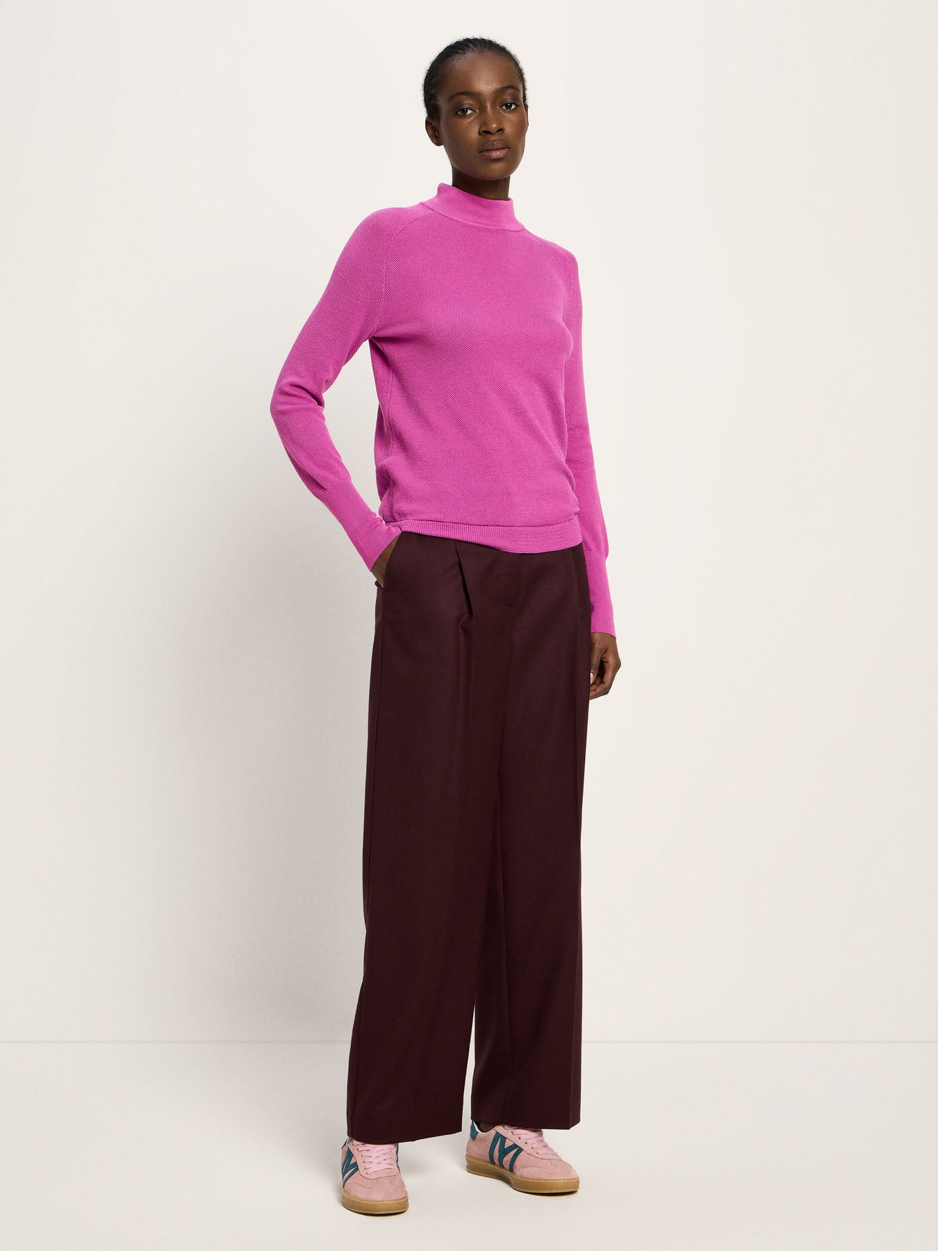 LANIUS Rollkragenpullover pink 40 Bio-Baumwolle Pullover