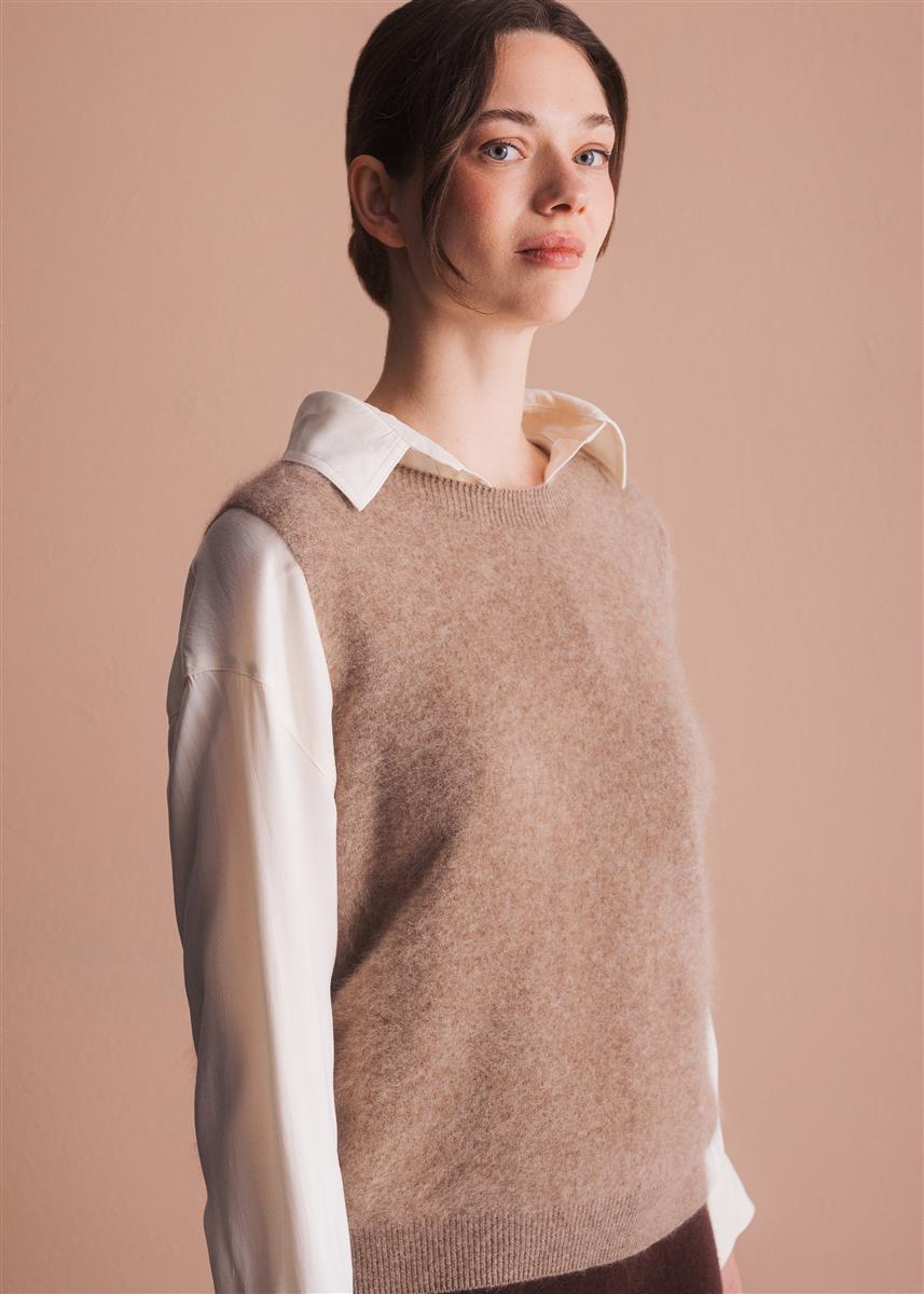marlowe nature Philippa Top Pullunder hazelnut Wolle Kaschmir