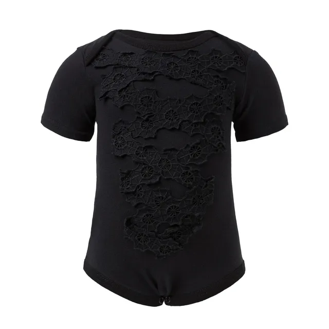 Infantium Victoria Baby Body Schwarz Spitze Baumwolle